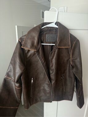 C I Sono Brown Leather Jacket